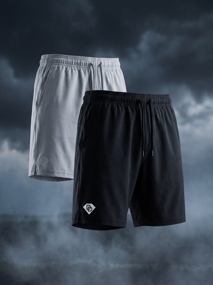 Shorts Sport noir et gris superposés, logo diamant DD